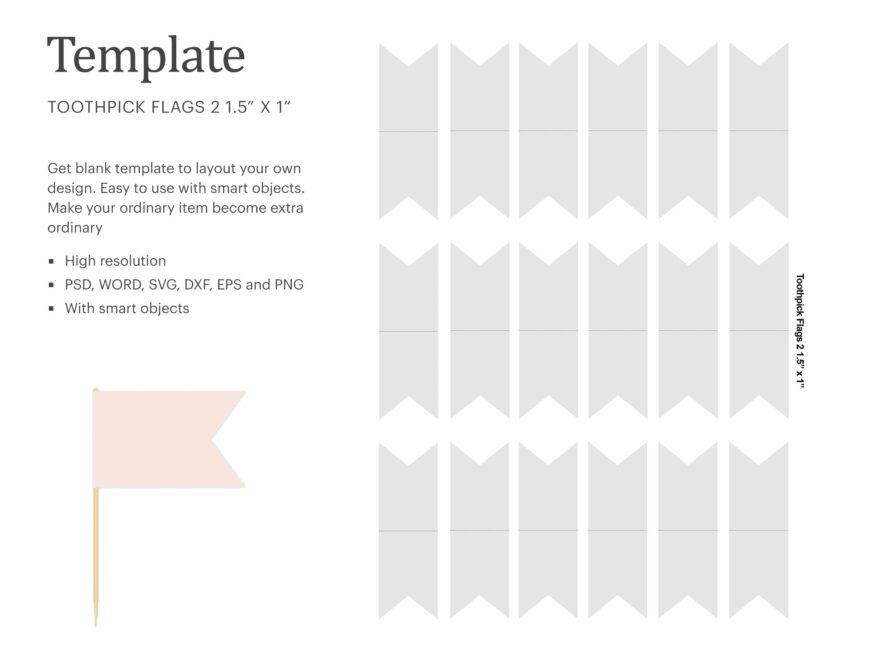 1 5 X 1 Toothpick Flags 2 Blank Template Party Favor Blank Cake Topper Cricut Silhouette Silhouette Studio Paper Size Letter Etsy