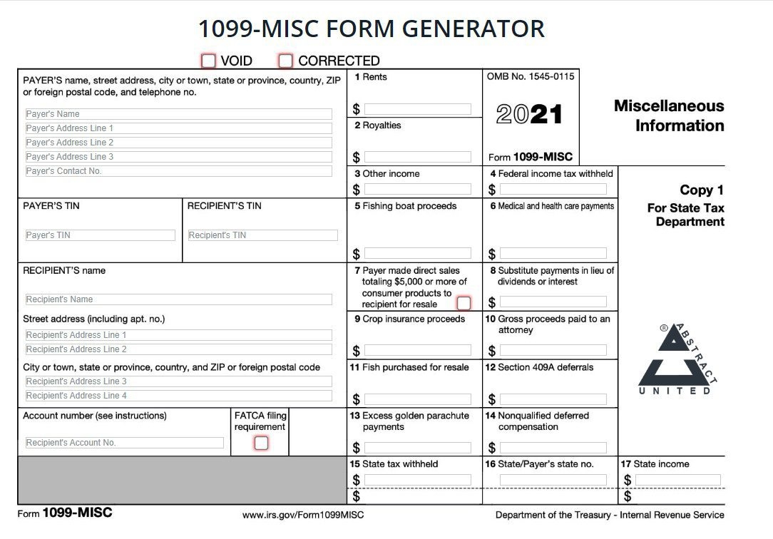 Irs 1099 Misc Form Printable