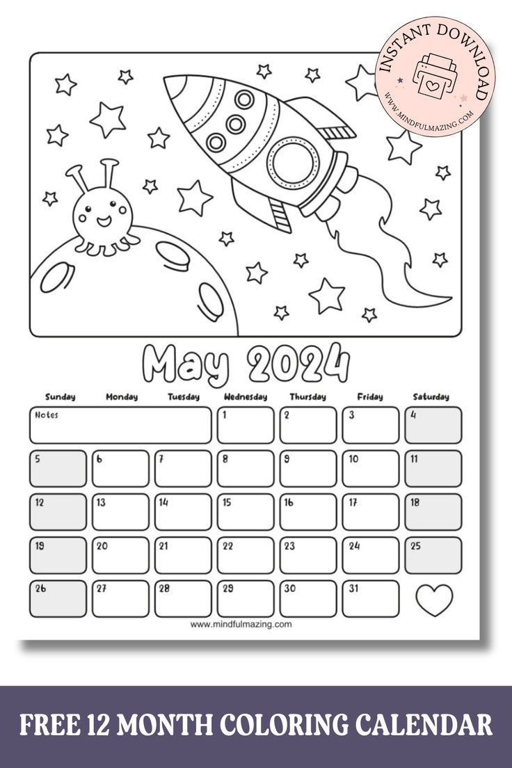 12 Free Coloring Calendar Printables For Kids