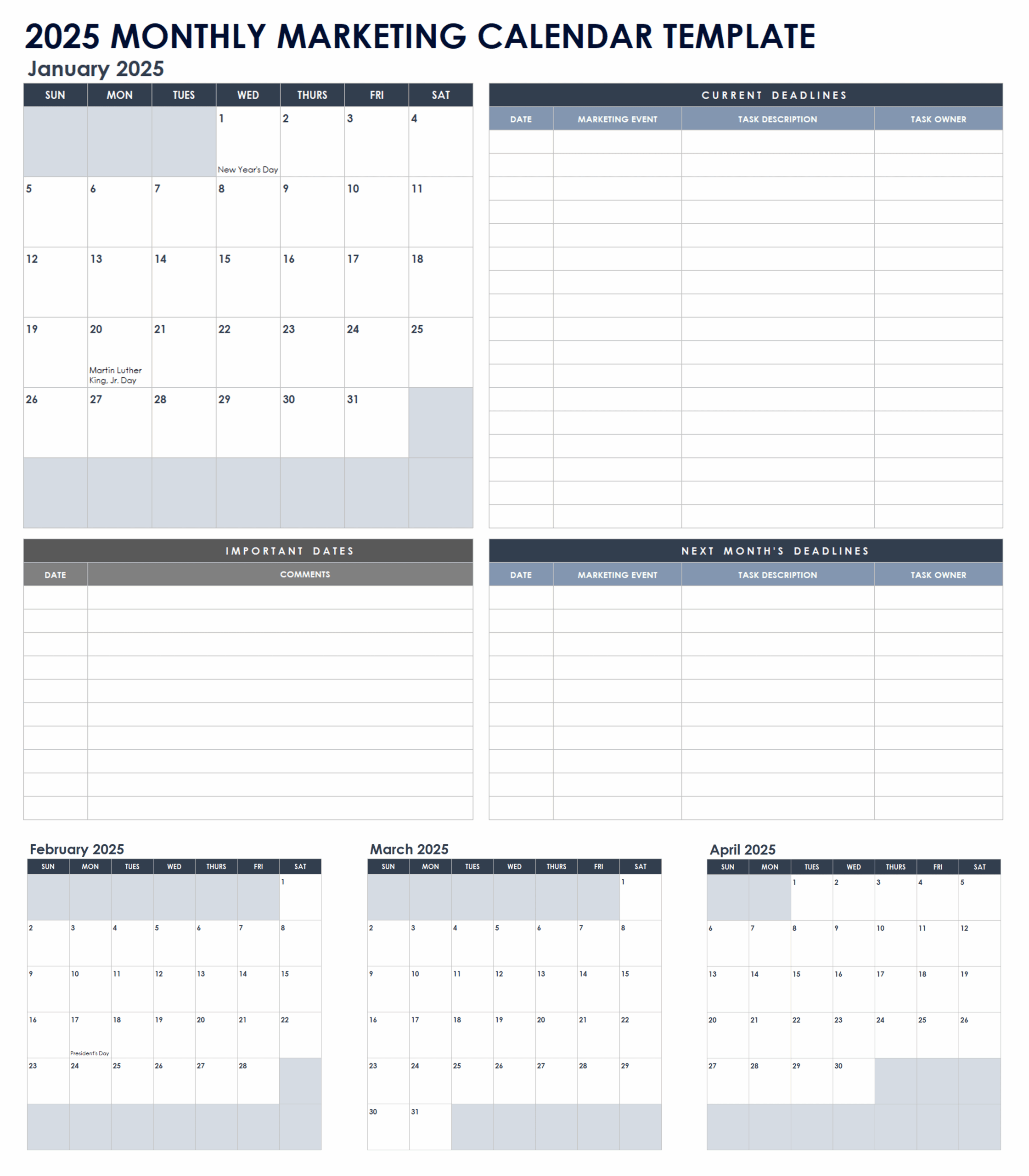 Business Printable Montly Calendar