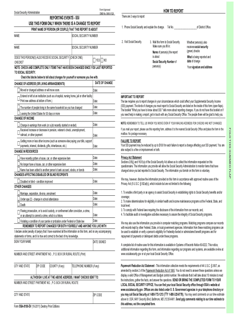 2011 2025 Form SSA 8150 EV Fill Online Printable Fillable Blank PdfFiller