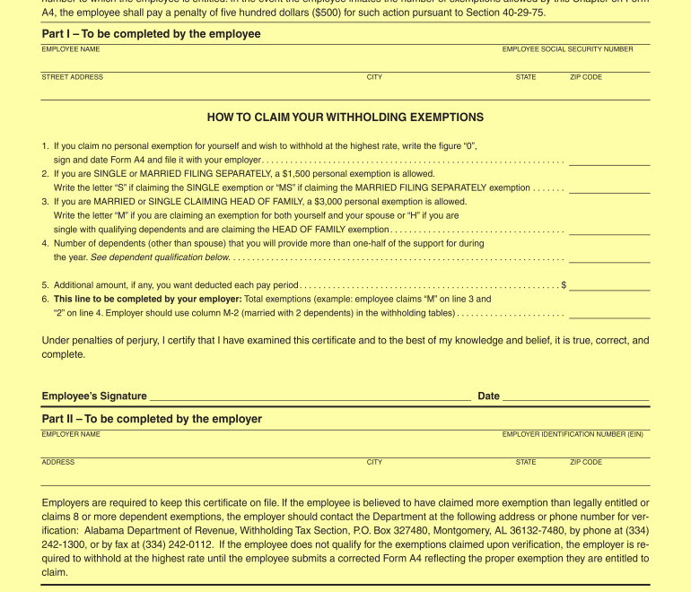 2014 2025 Form AL DoR A 4 Fill Online Printable Fillable Blank PdfFiller
