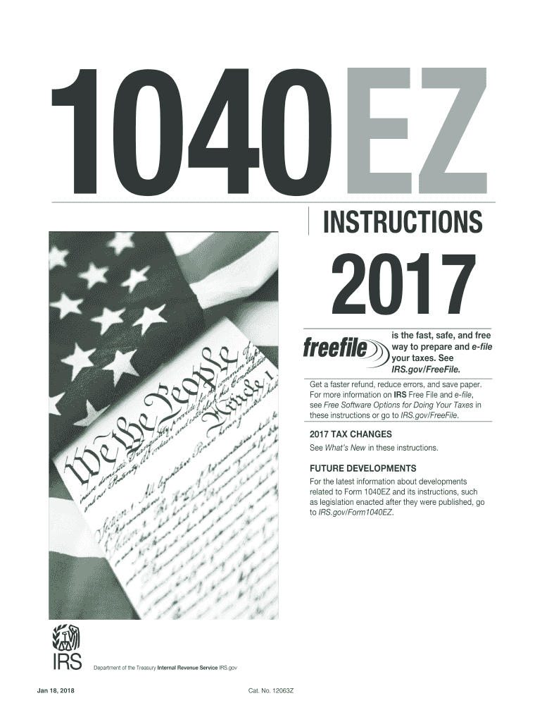 2017 2025 Form IRS Instruction 1040 EZ Fill Online Printable Fillable Blank PdfFiller