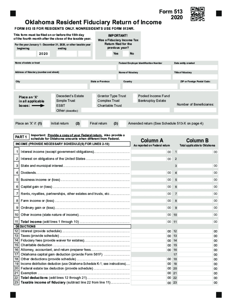 2020 OK Resident Fiduciary Income Tax Forms And Instructions Fill Online Printable Fillable Blank PdfFiller