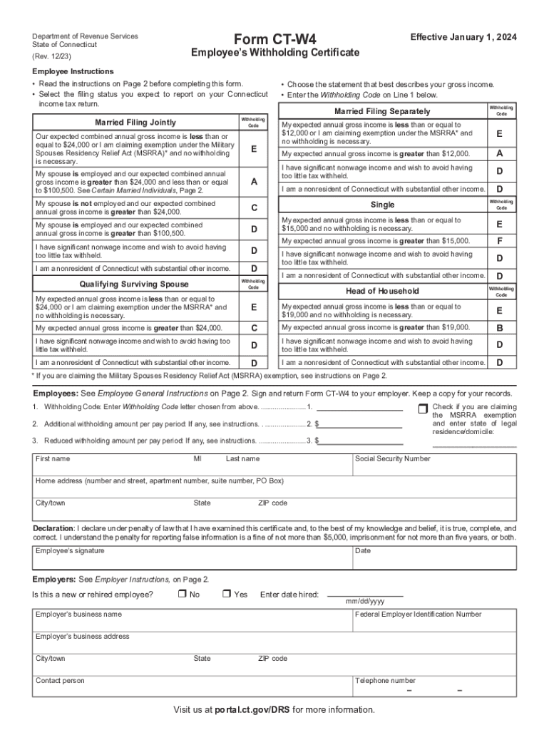2023 2025 Form CT DRS CT W4 Fill Online Printable Fillable Blank PdfFiller 2023 2025 Form CT DRS CT W4 Fill Online Printable Fillable Blank PdfFiller