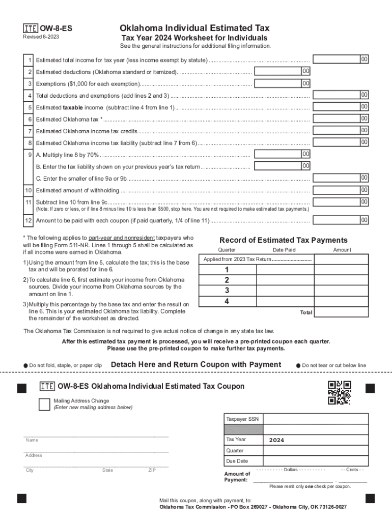 2024 Form OK OW 8 ES Fill Online Printable Fillable Blank PdfFiller