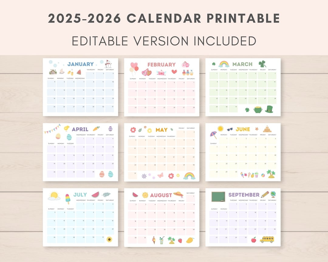 Happy Planner Calendar Printable 2025-2026