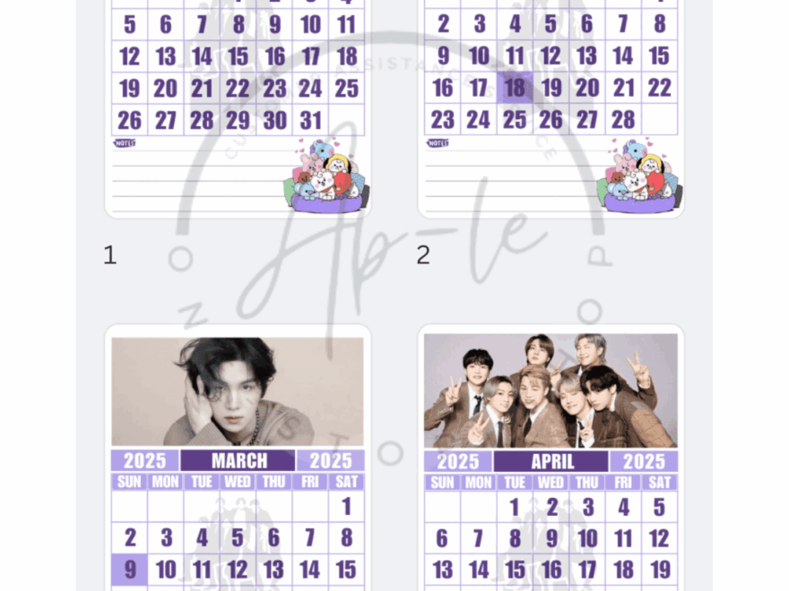 2025 BTS Calendar Template By Appleofyoureyes Raket PH