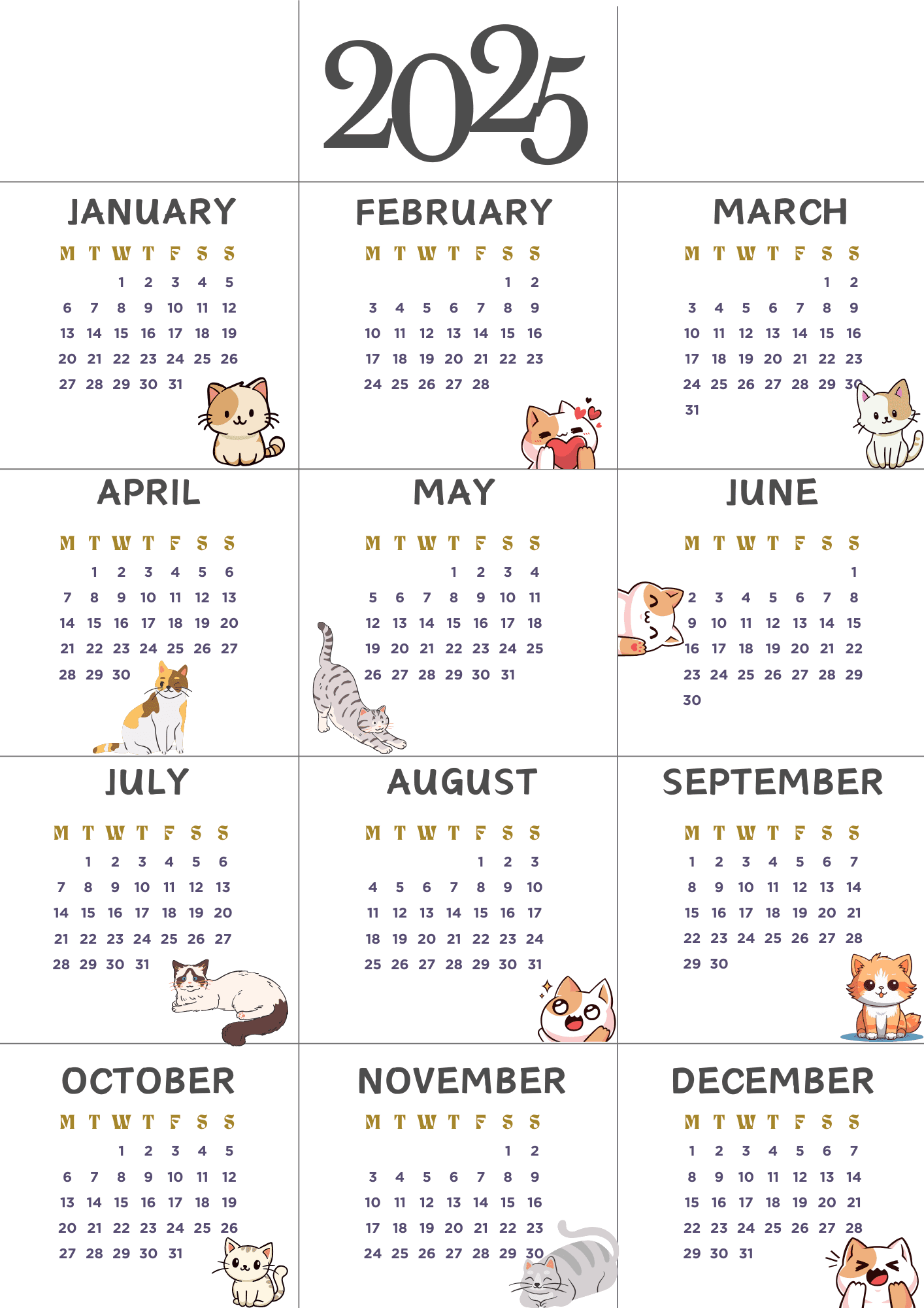 Pocket Calendar 2025 Printable