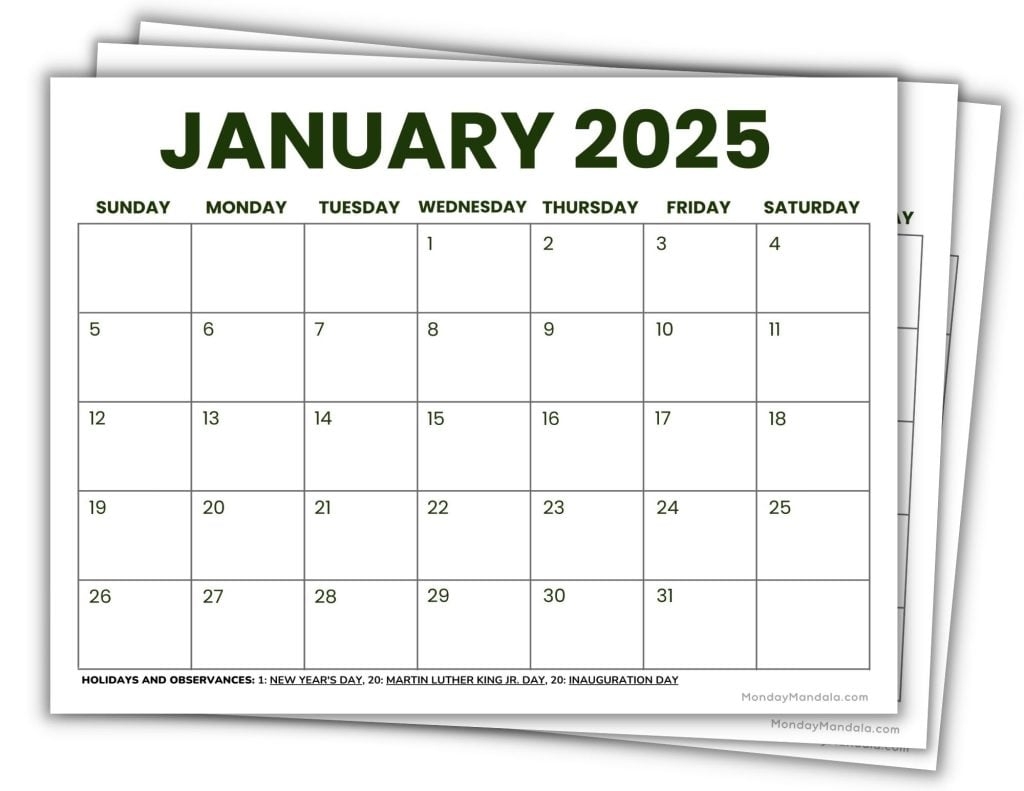 2025 Printable Calendars 56 Free PDF Printables 