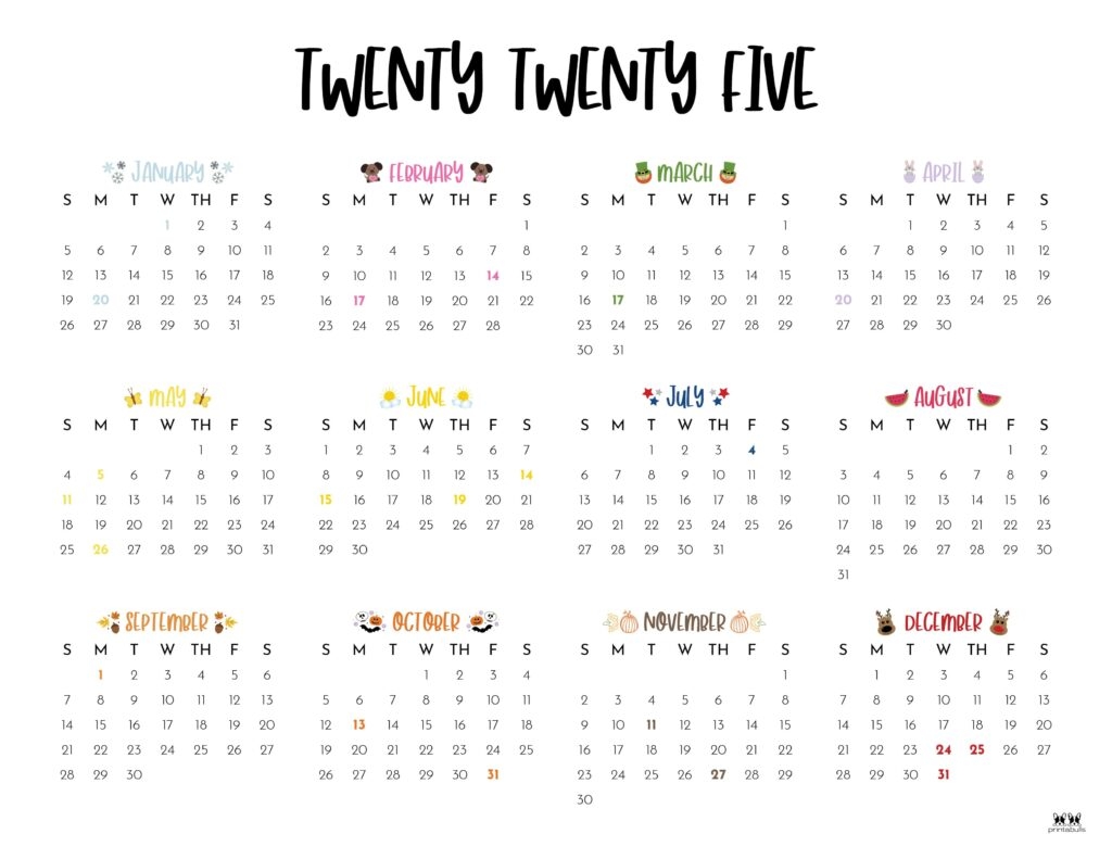 2025 Calendar Printable Cute