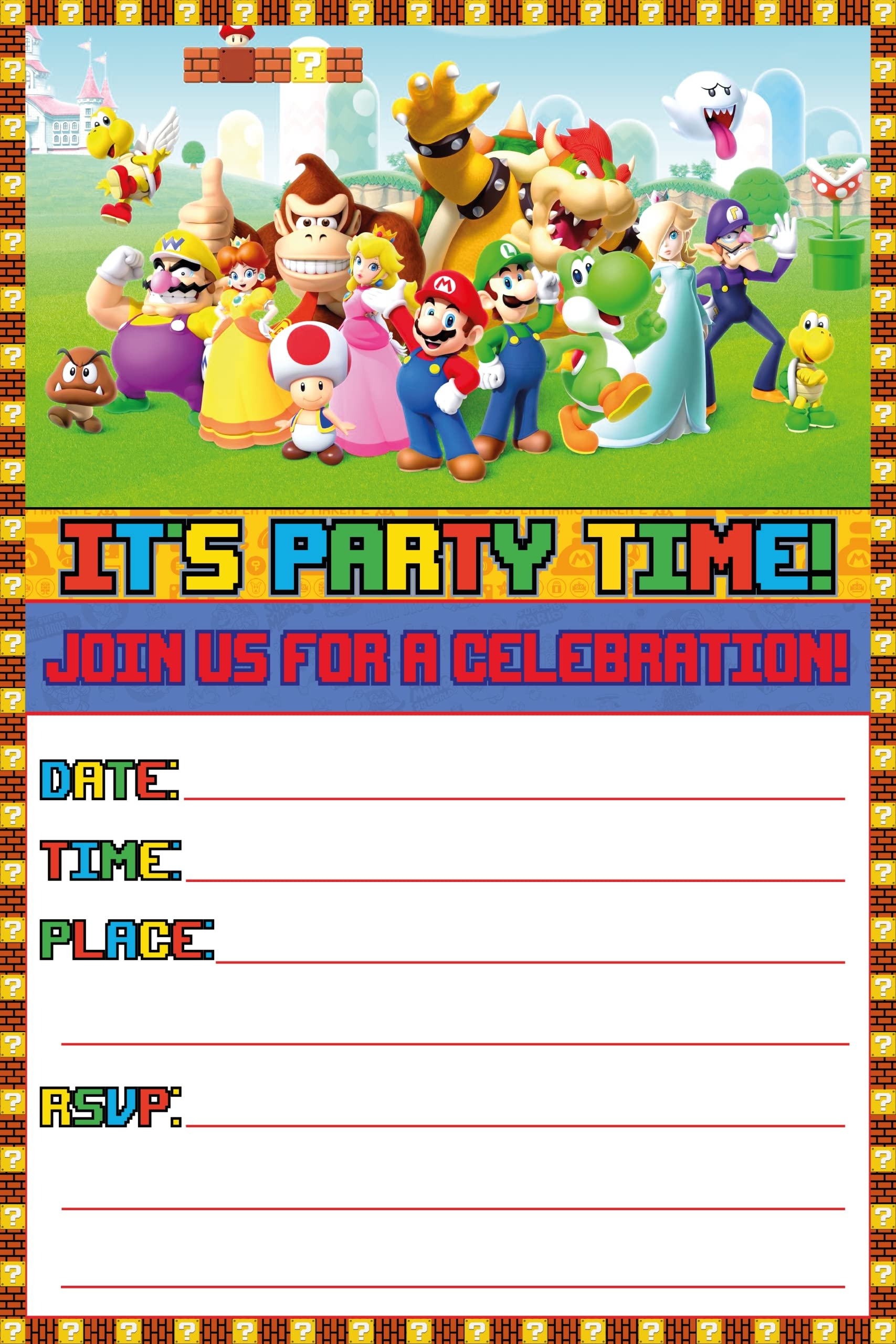 Free Printable Nintendo Birthday Invitations