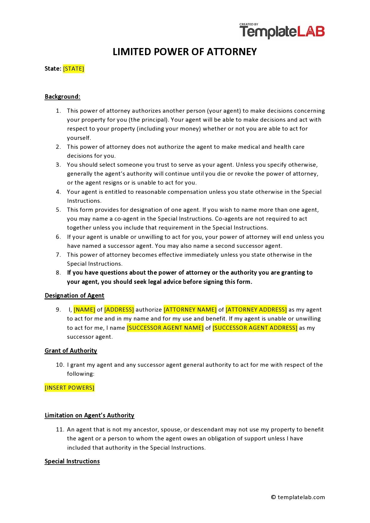 Free Printable Temporary Power Of Attorney Form