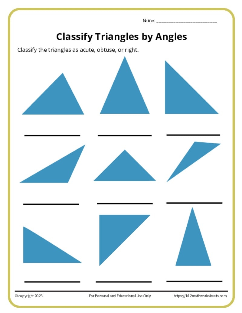 4th Grade Printable Worksheets Angles