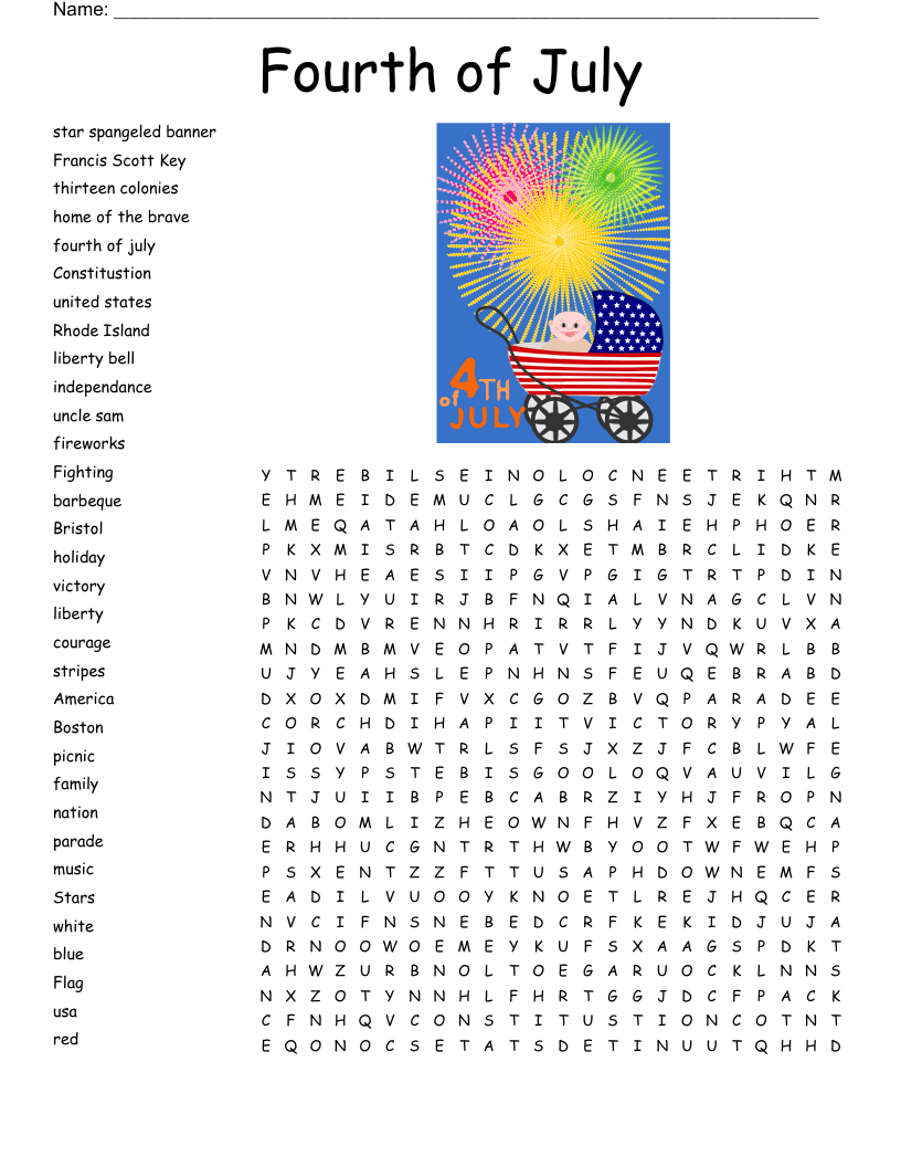 4th Of July Word Searches Free Printables
