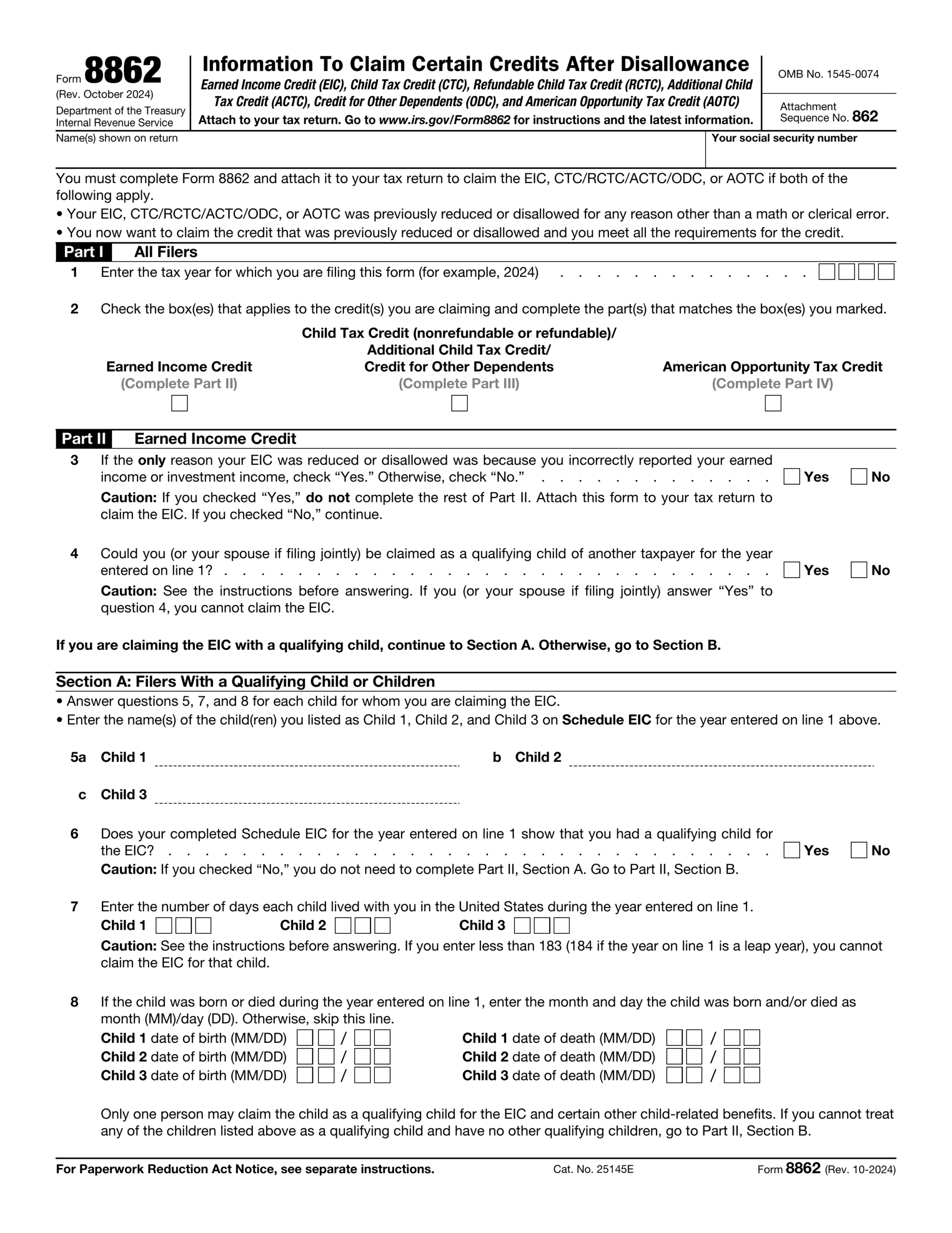8862 Form 2024 2025 How To Fill Out Correctly PDF Guru