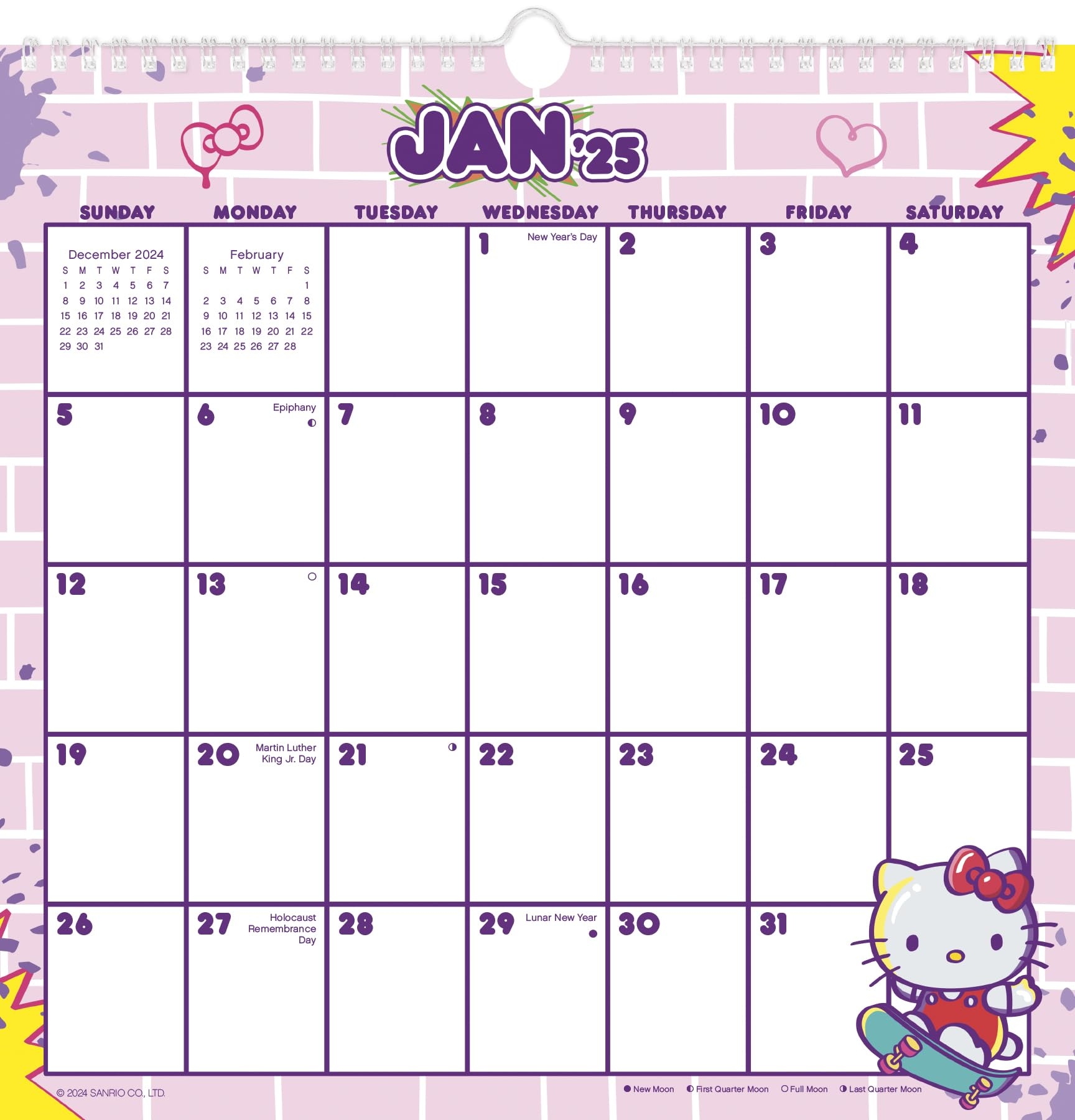 Amazon 2025 Hello Kitty Friends Spiral Wall Calendar 9798888281680 Trends International Books