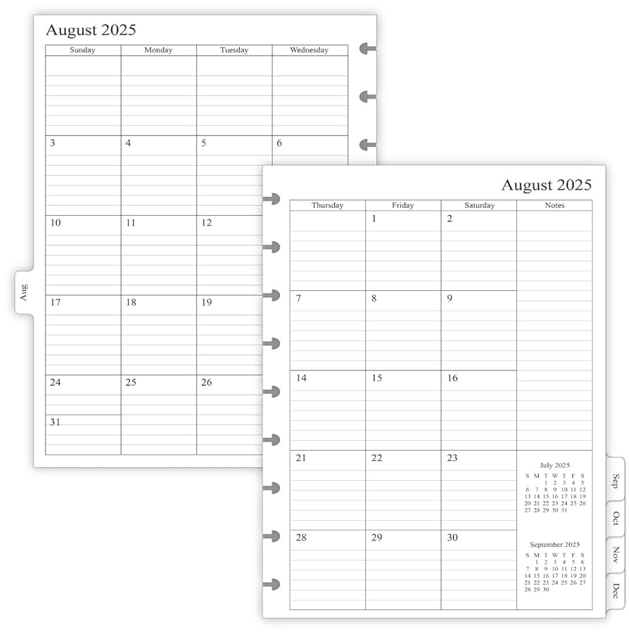 Amazon Newestor 2025 2026 Planner Refills For Happy Planner Classic Size Monthly Pages Aug 2025 Dec 2026 9 Disc Punched 7 X 9 1 4 Office Products
