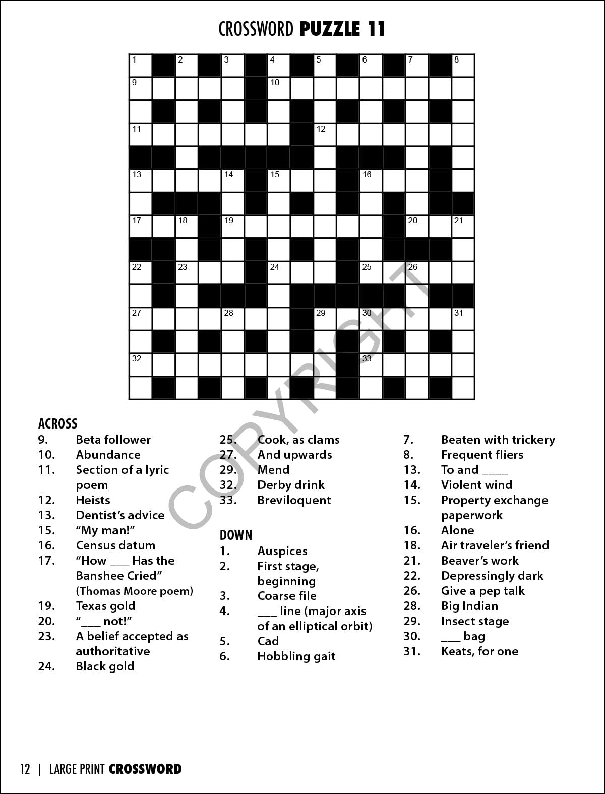 Free Crosswords For Seniors With Answers Printable
