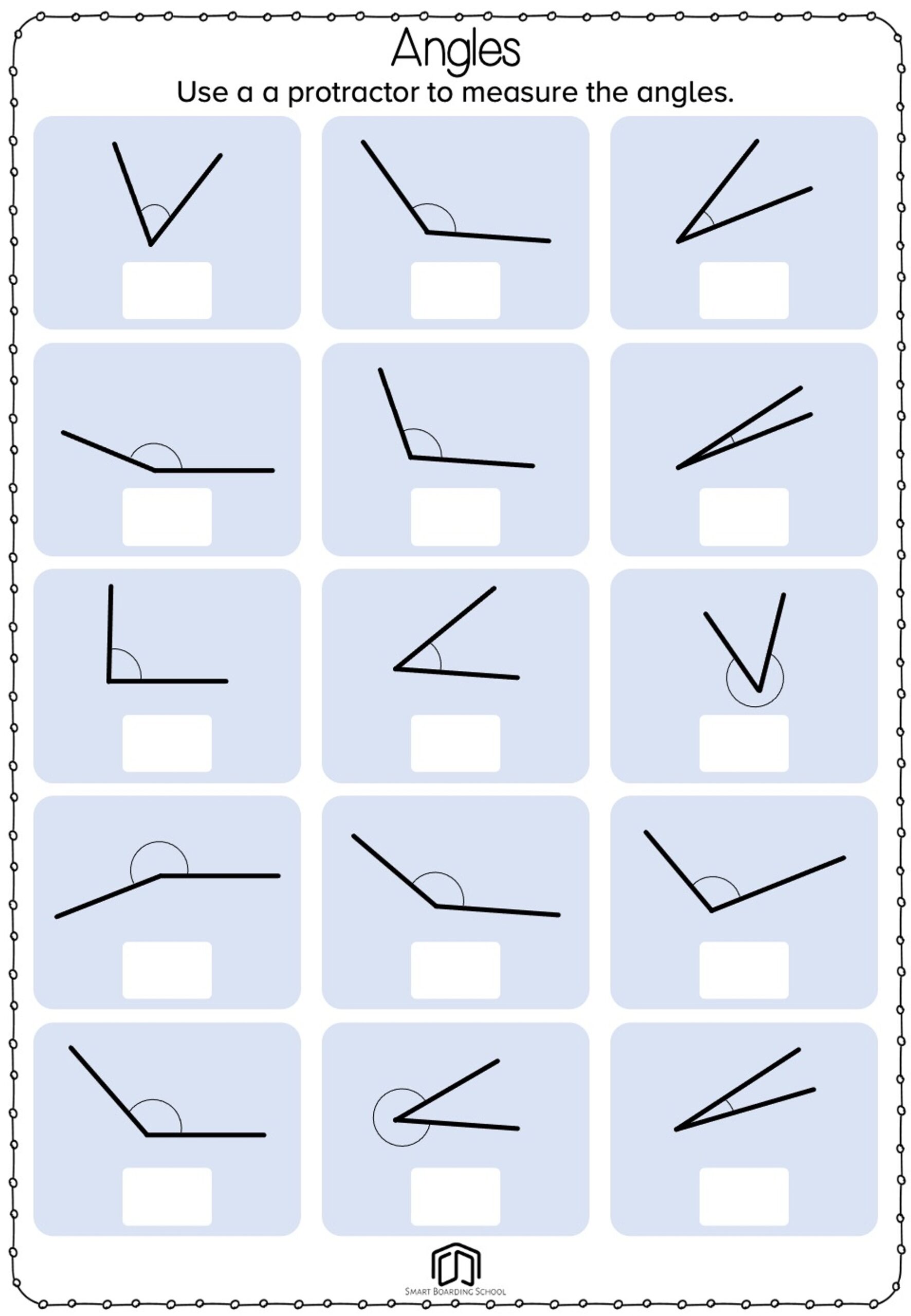 Measuring Angles Printable Worksheets