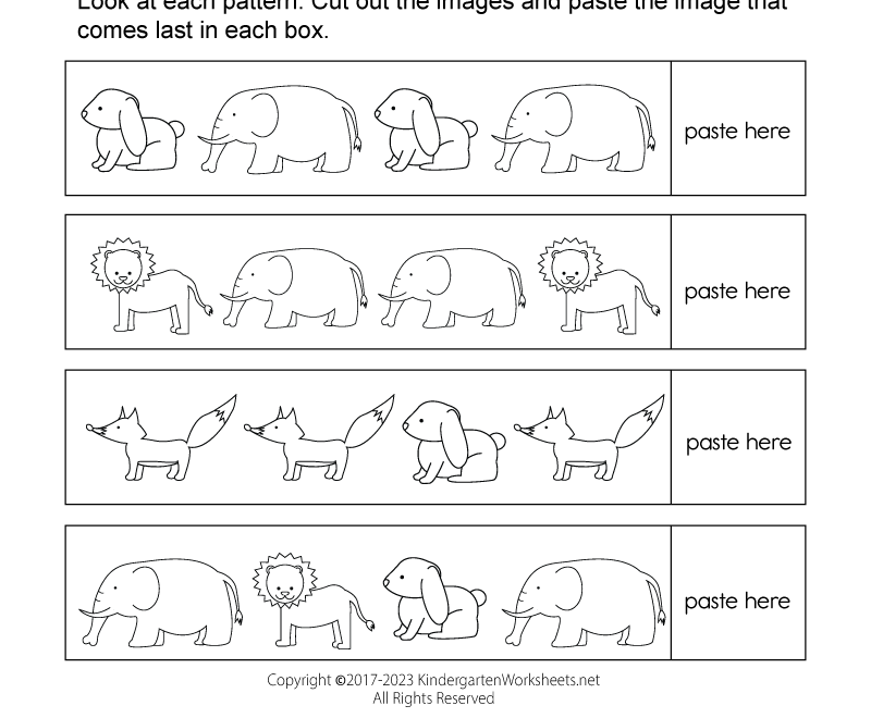 Animal Patterns Worksheet Free Printable Digital PDF