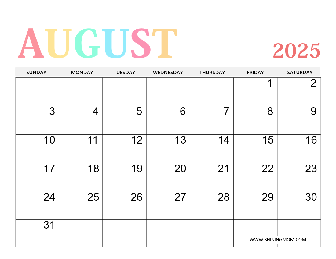 August 2025 Calendar