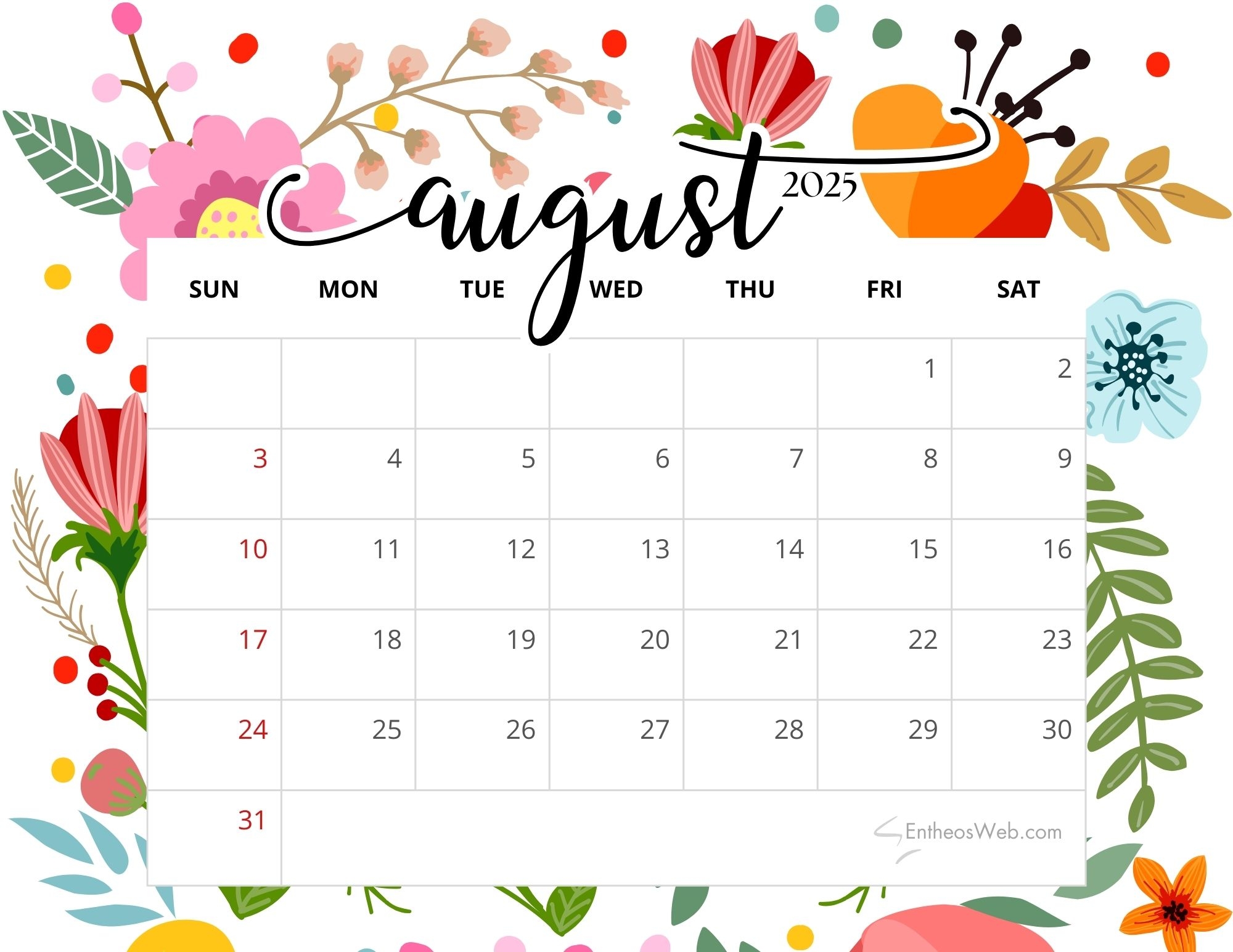 August Calendar 2025