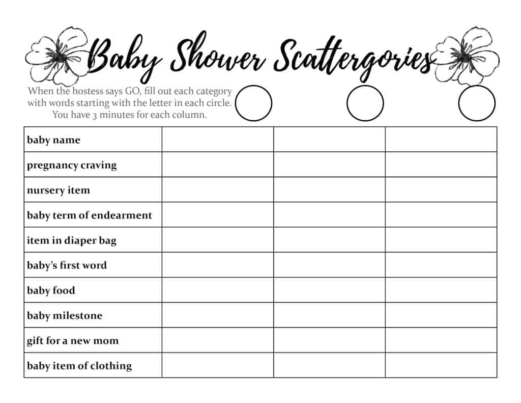 Baby Shower Scattergories Game Morning Motivated Mom
