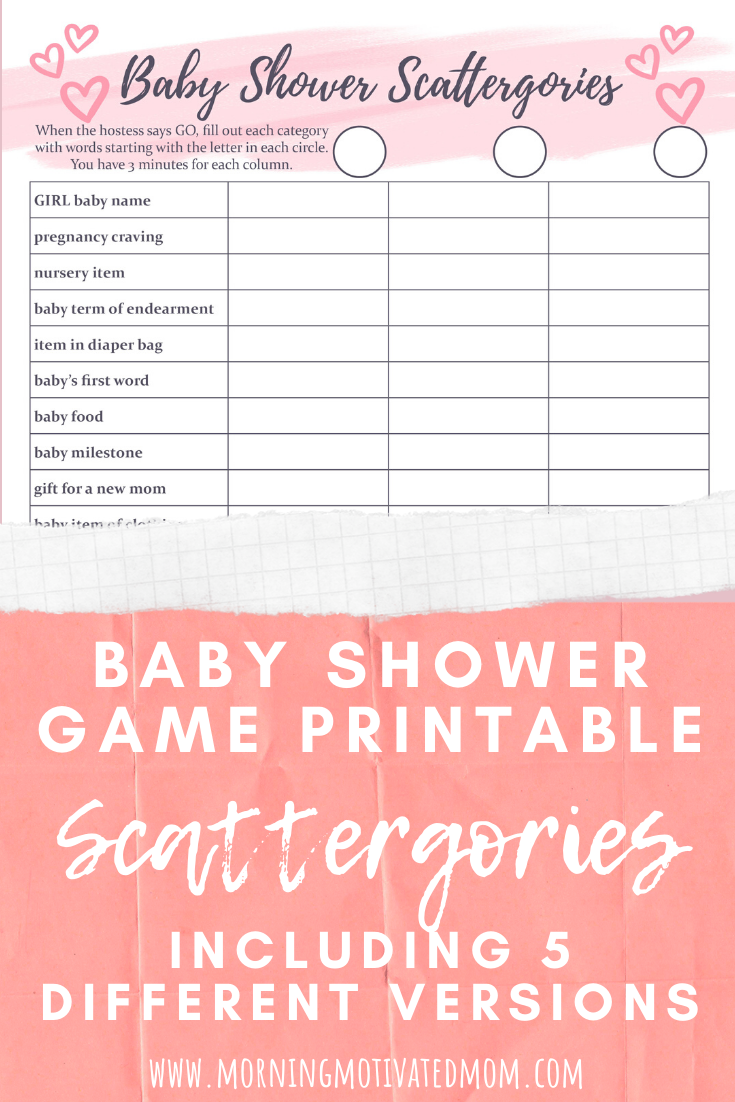 Baby Shower Scattergories Game Morning Motivated Mom