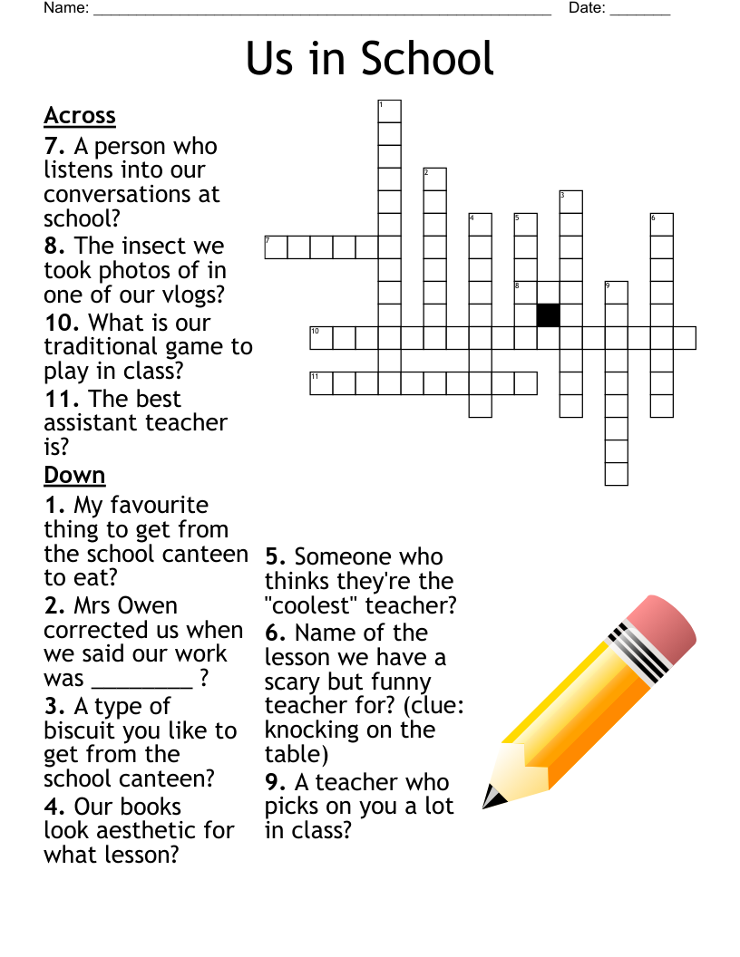 Back To School Crossword WordMint