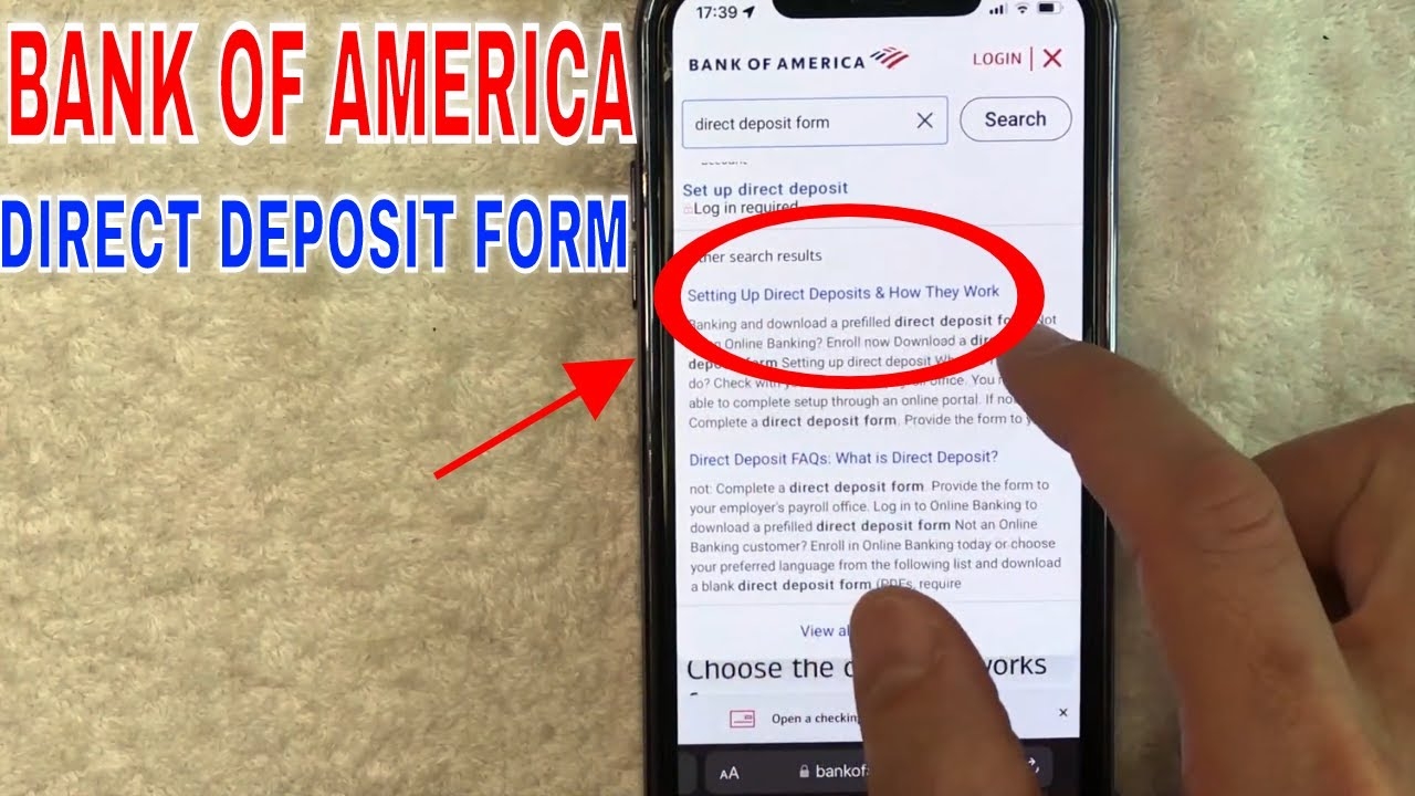 Bank Of America Direct Deposit Form Printable