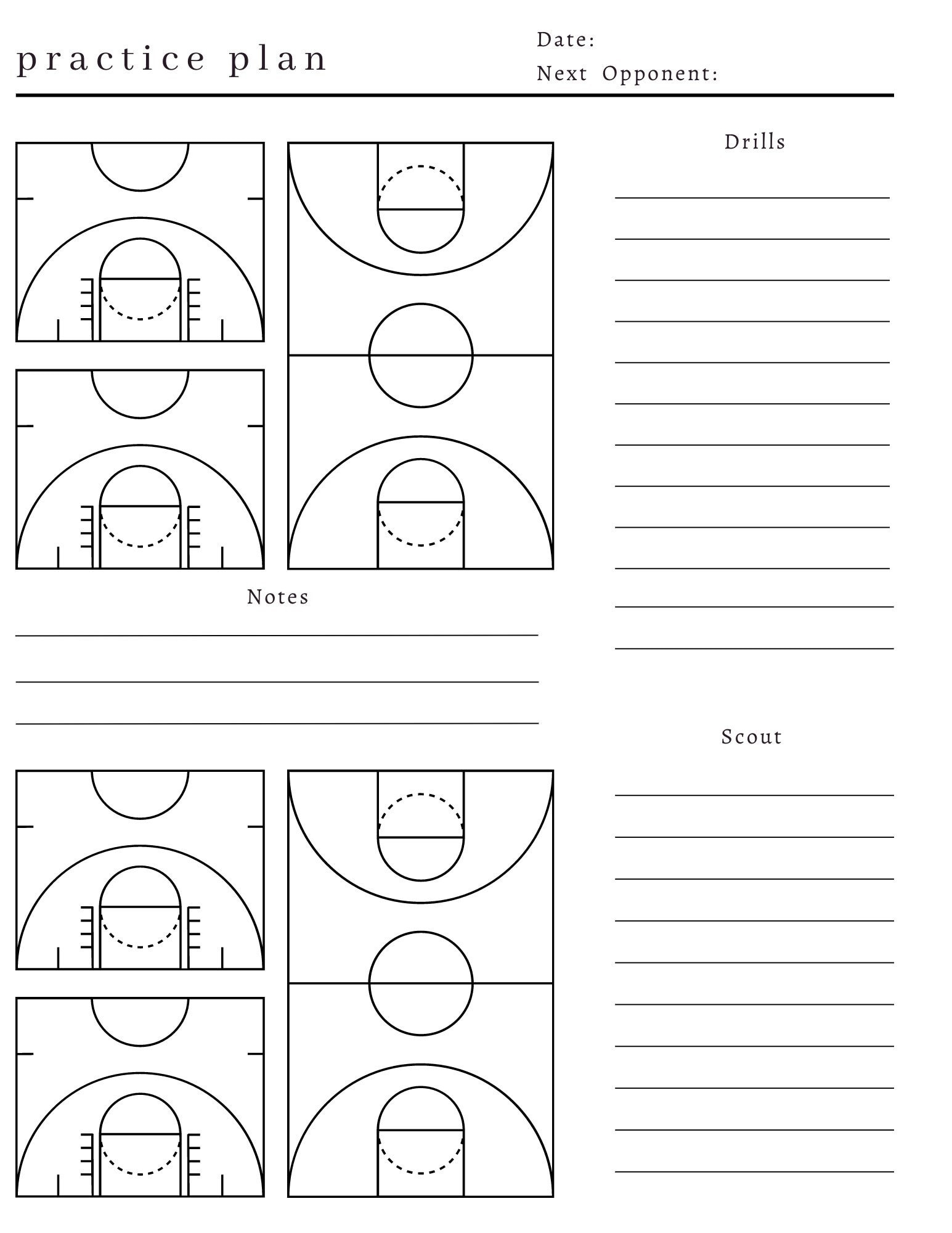Free Printable Basketball Practice Plan Template