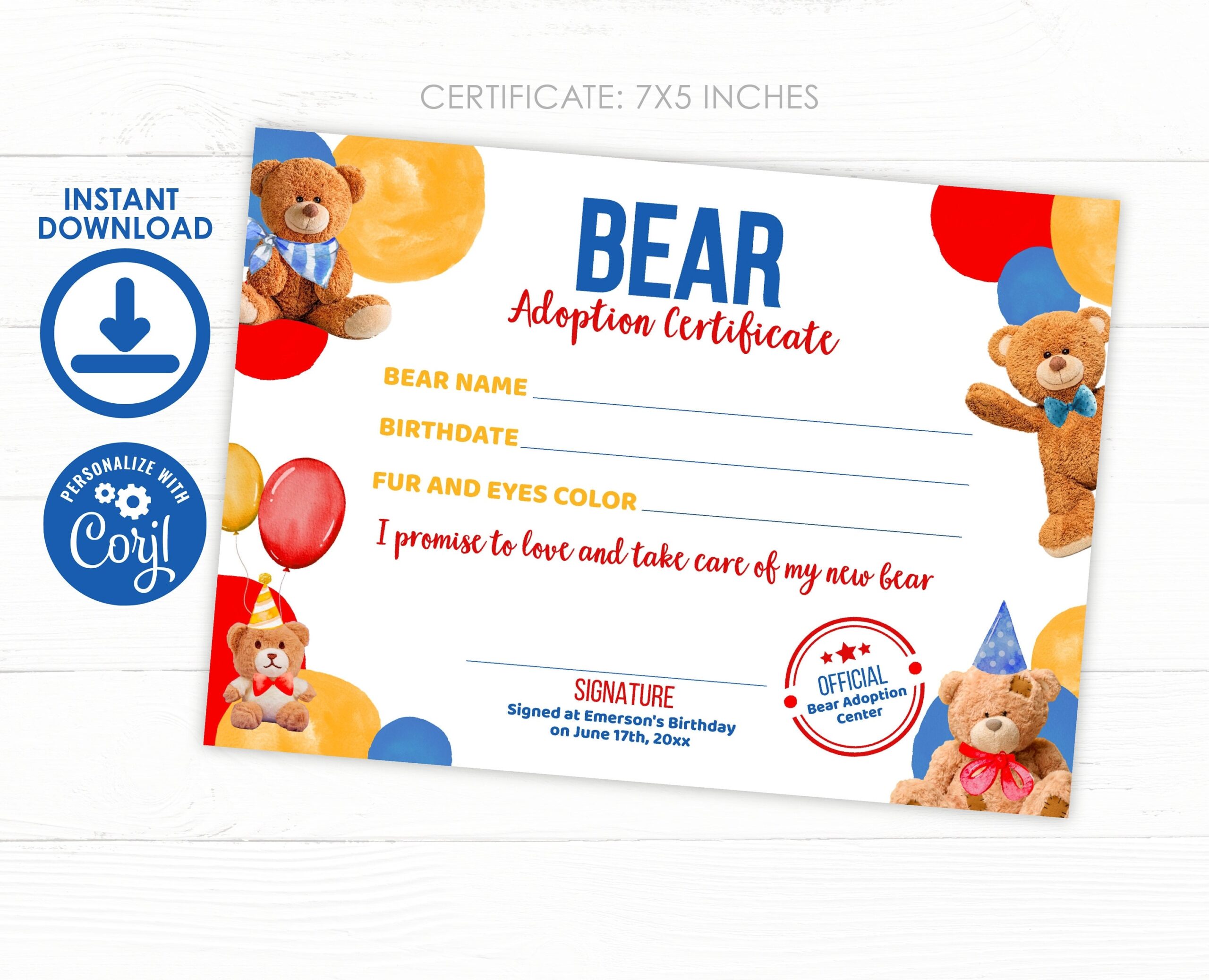 Bear Adoption Sign And Certificate EDITABLE Beary Fun Birthday Bear Adoption Party For Boys Girls Teddy Bear Build A Bear Party Ideas Etsy