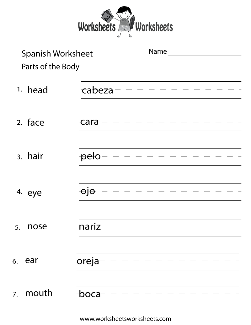 Printable Spanish Worksheets With Answers