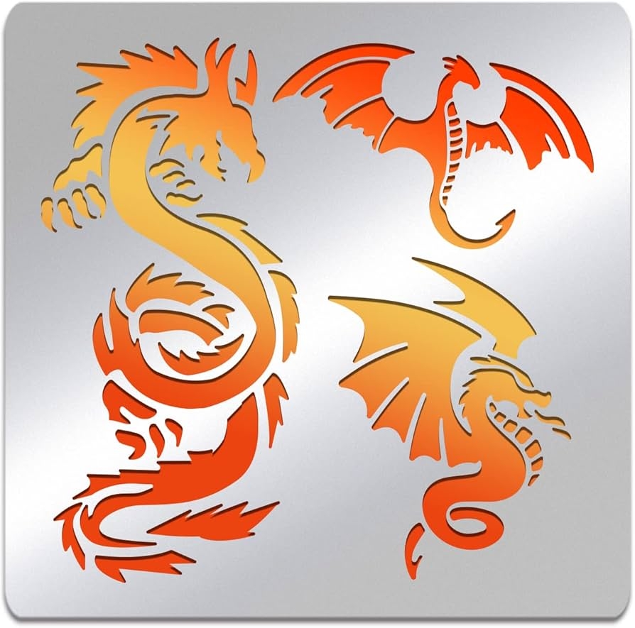 BENECREAT 6 2 X 6 2 Inches 15 6 X 15 6 Cm Metal Stencil With Dragon Pattern Steel Template For Wood Carving Drawings And Wood Burning Engraving And Scrapbooking Project Amazon de Home Kitchen