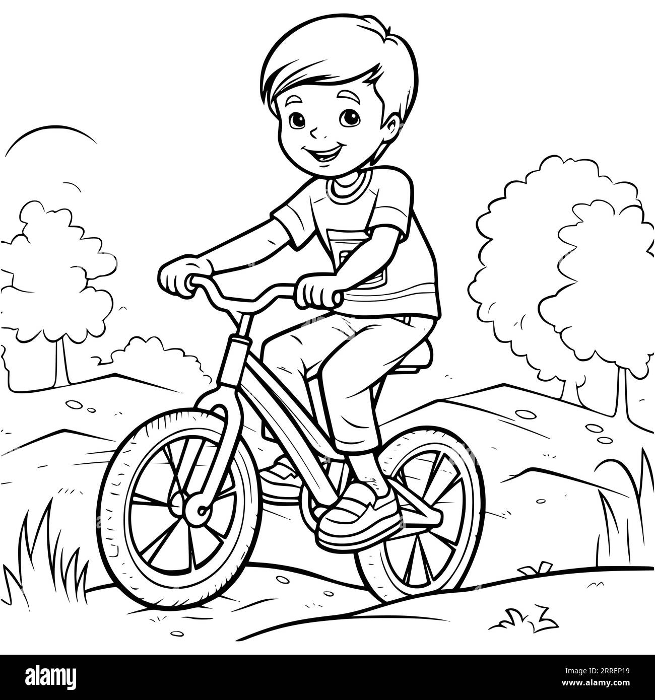 Bicycle Coloring Page Printable Black And White Stock Photos Images Alamy