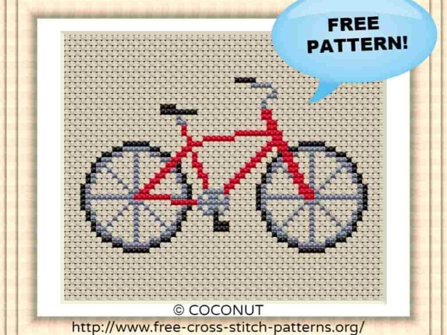 BICYCLE FREE AND EASY PRINTABLE CROSS STITCH PATTERN Free Cross Stitch Pattern