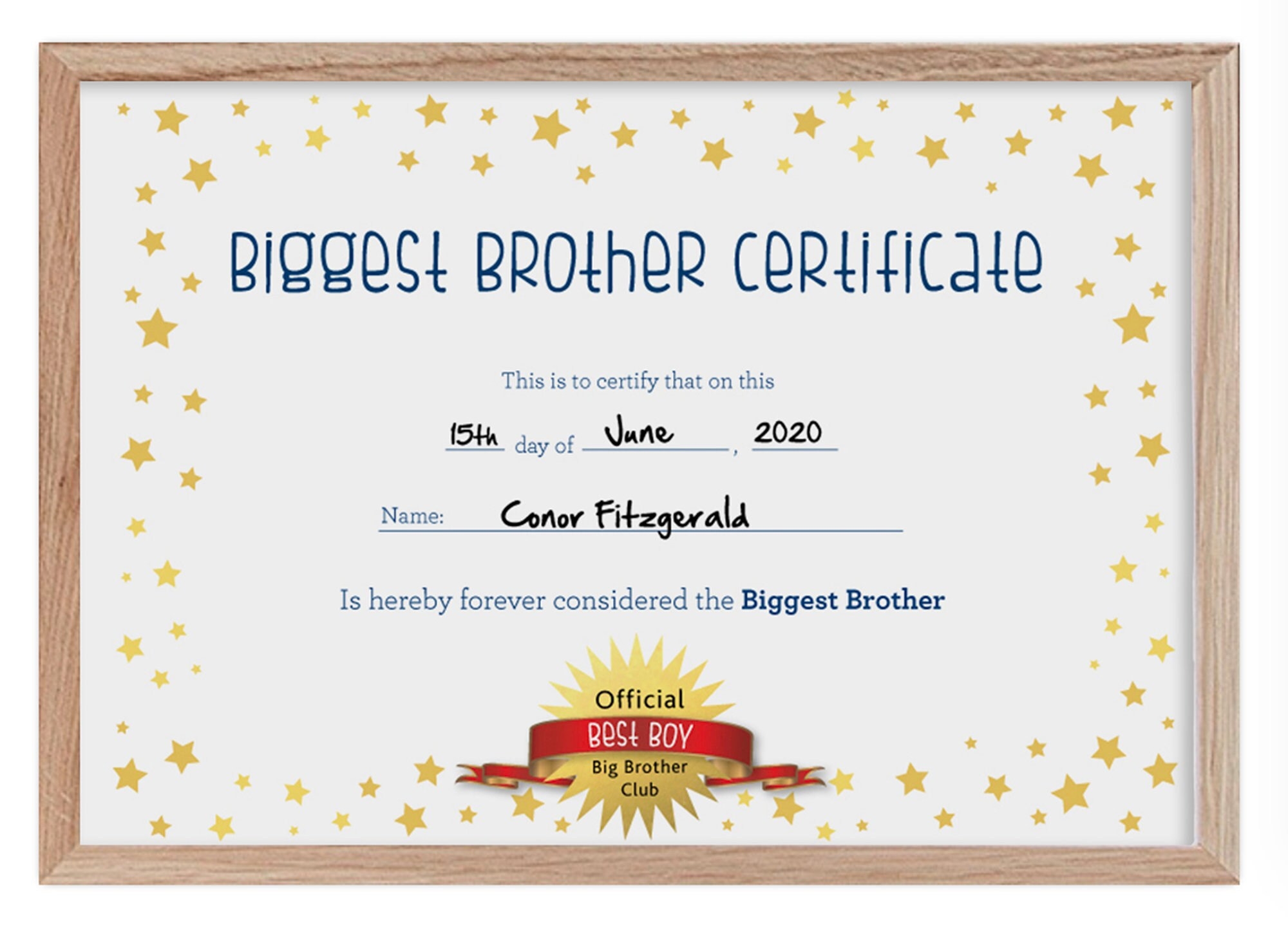 Big Brother Certificate A4 For Eldest Son Etsy