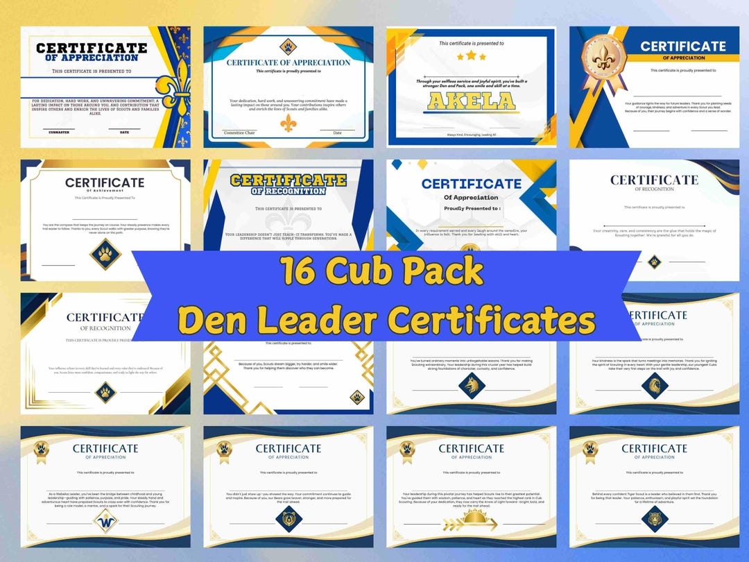 Printable Den Chief Certificate