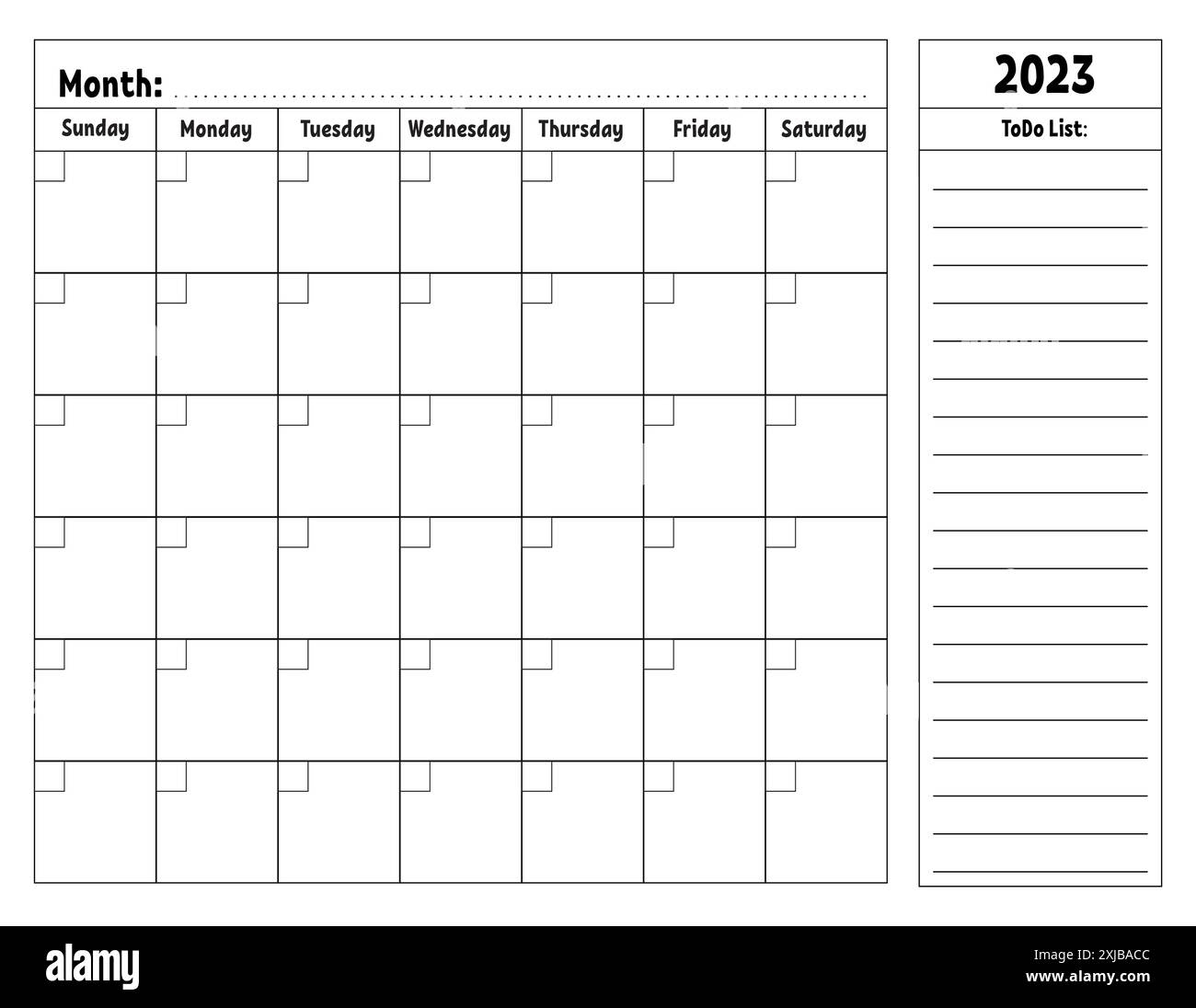 One Month Calendar Printable