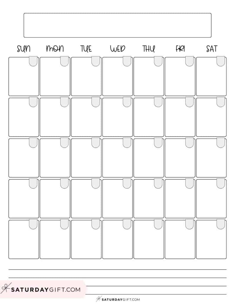 Blank Calendar Templates 29 Cute Free Printables SaturdayGift