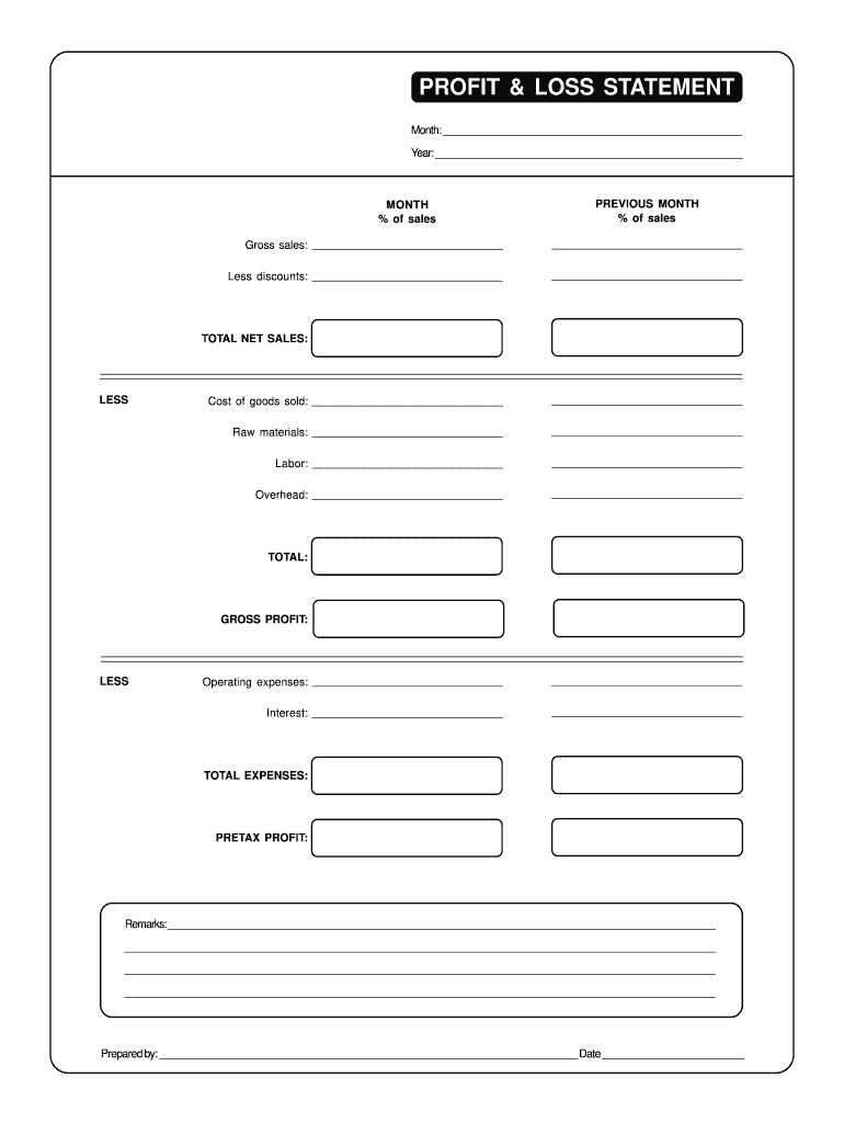 Blank Profit Loss Statement Pdf Fill Online Printable Fillable Blank PdfFiller