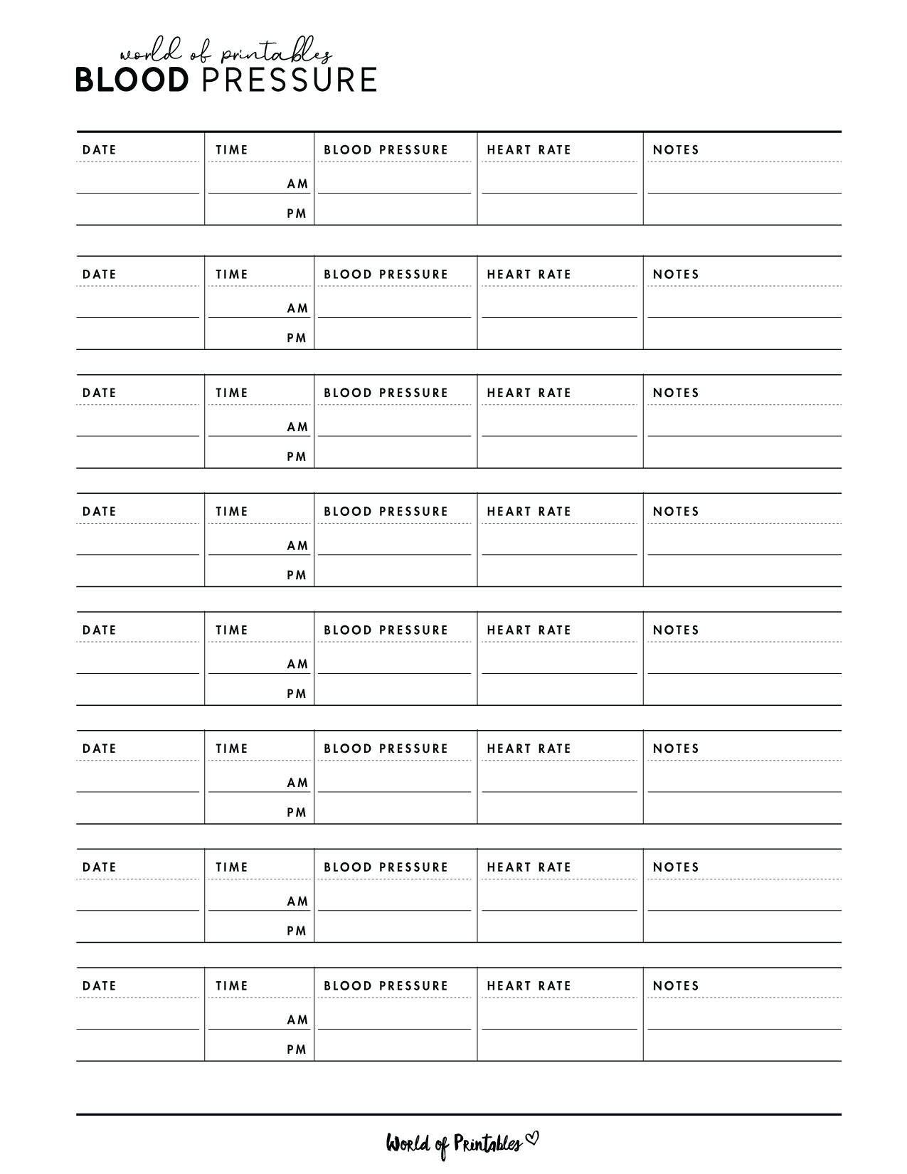 Blood Pressure Trackers World Of Printables