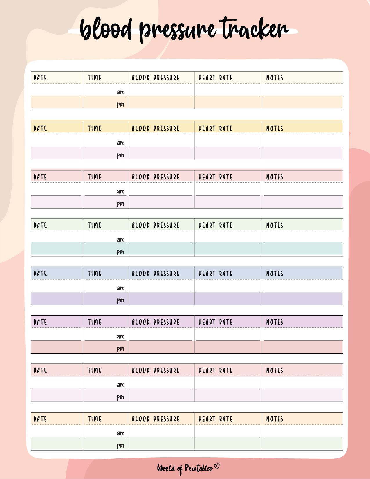 Blood Pressure Trackers World Of Printables