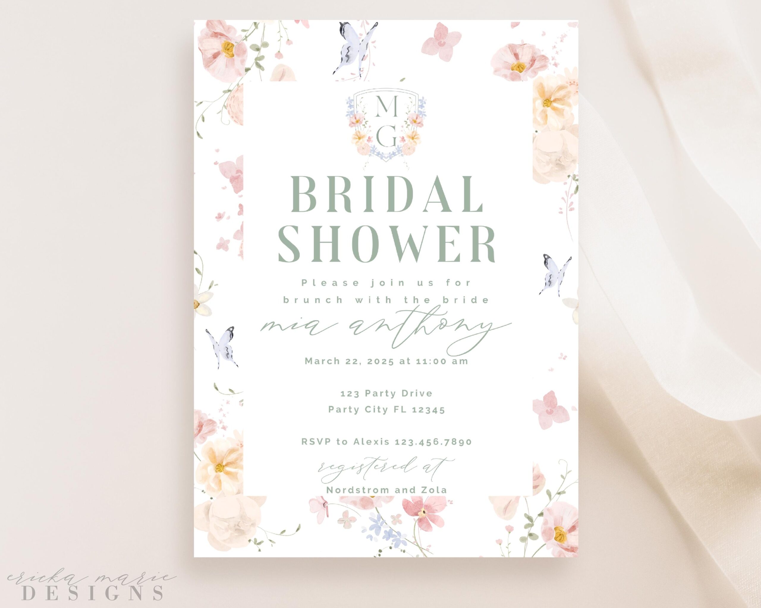Bridal Shower Invite Bridal Brunch Floral Bridal Shower Invitation Spring Bridal Shower Wildflower Bridal Shower Invitation Etsy