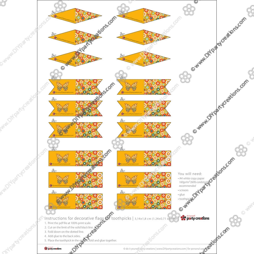 Printable Flag Toothpick Template