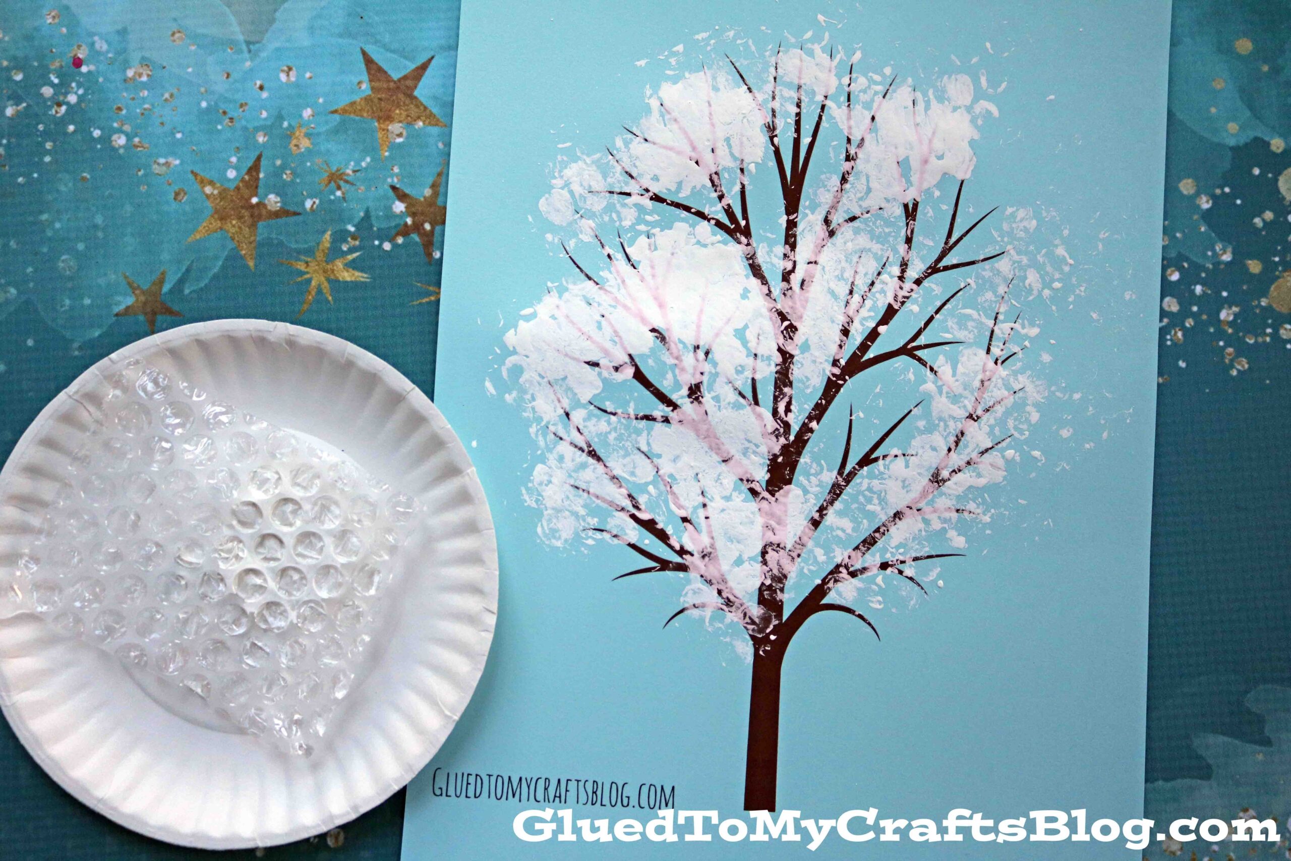 Bubble Wrap Snowy Tree Craft
