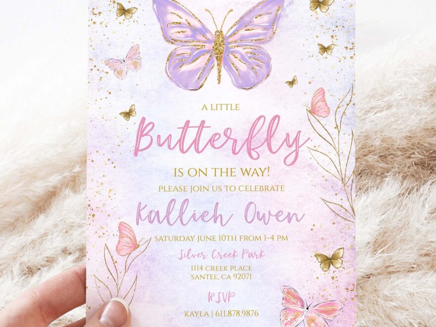 Butterfly Baby Shower Invitation Template Editable Girl Printable Invite A Little Butterfly Is On The Way Baby Sprinkle BPP90 Etsy