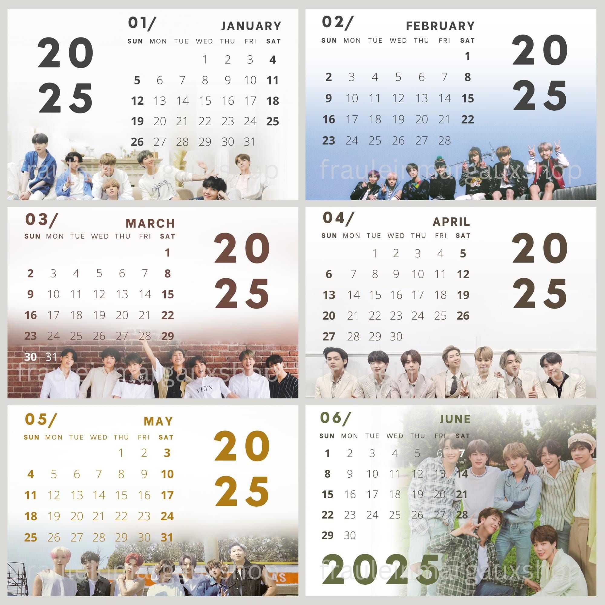 Calendario BTS 2025 Calendario De Escritorio Bangtan Seonyeondan Calendario Digital Calendario Imprimible De Descarga Instant nea PDF A4 A5 Listo Para Imprimir Etsy Espa a