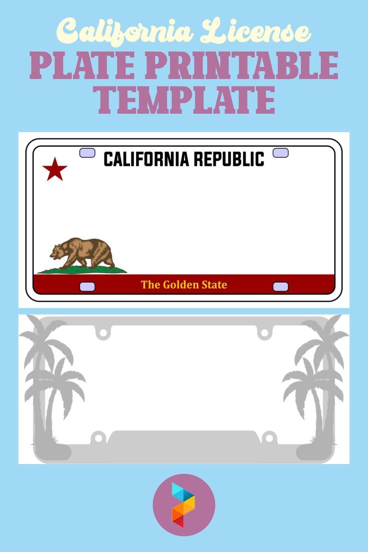 California License Plate Template Printable